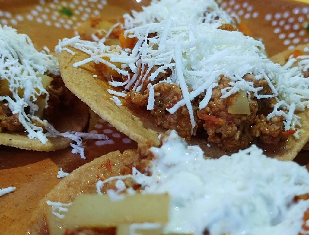 TOSTADAS CON PICADILLO ADOBADO